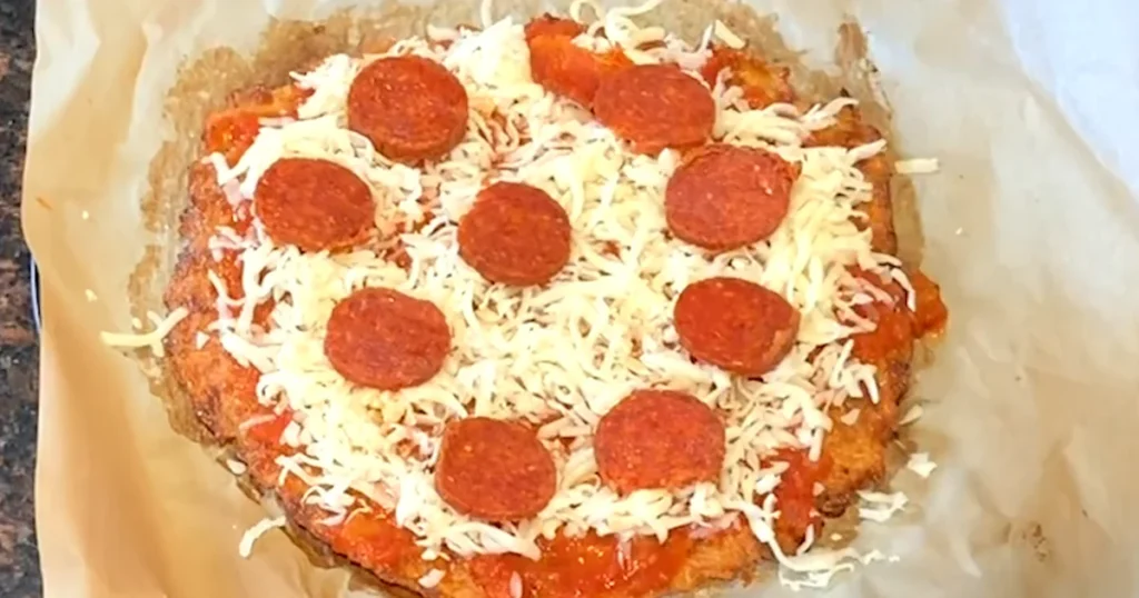 Delicious homemade pizza with a crispy Canned Chicken Pizza Crust, topped with fresh ingredients.