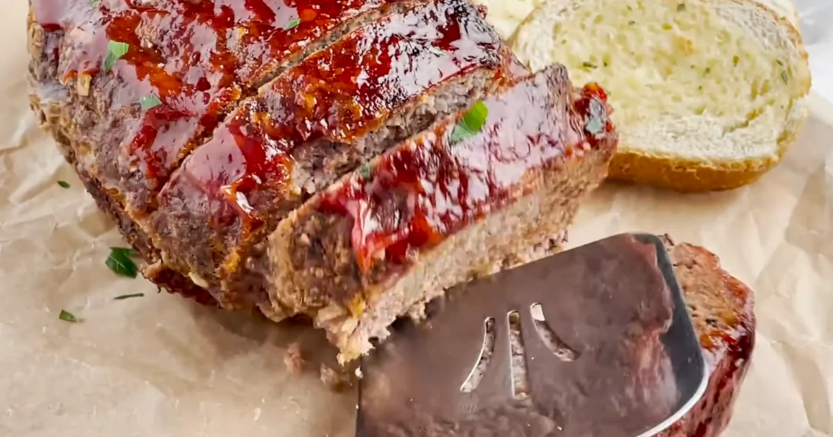 Lipton Onion Soup Meatloaf served with mashed potatoes and vegetables
