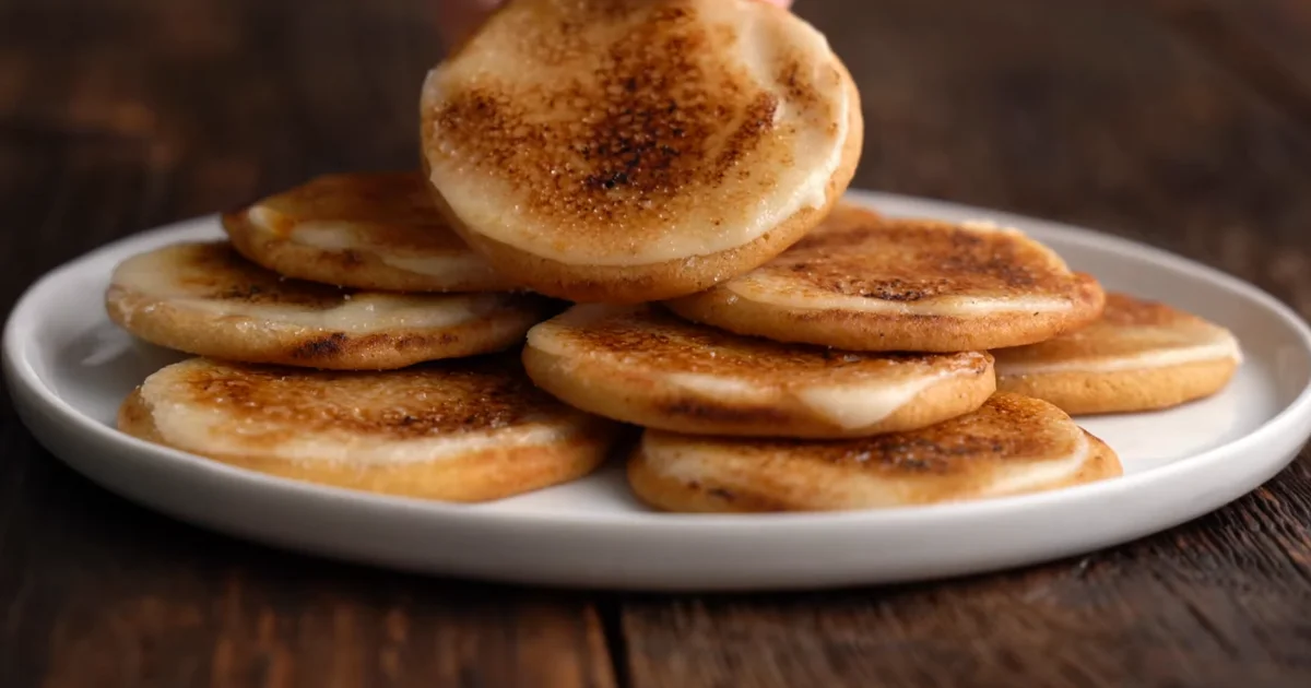 A close-up shot of a perfectly caramelized Creme Brulee with a golden, crispy sugar top and creamy custard inside.